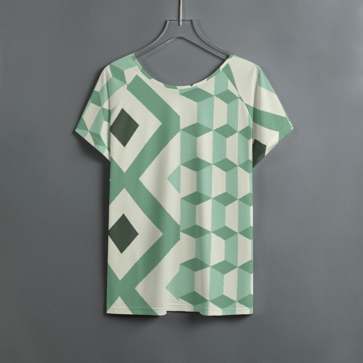 All-Over Print Women's Round Neck T-shirt With Raglan Sleeve