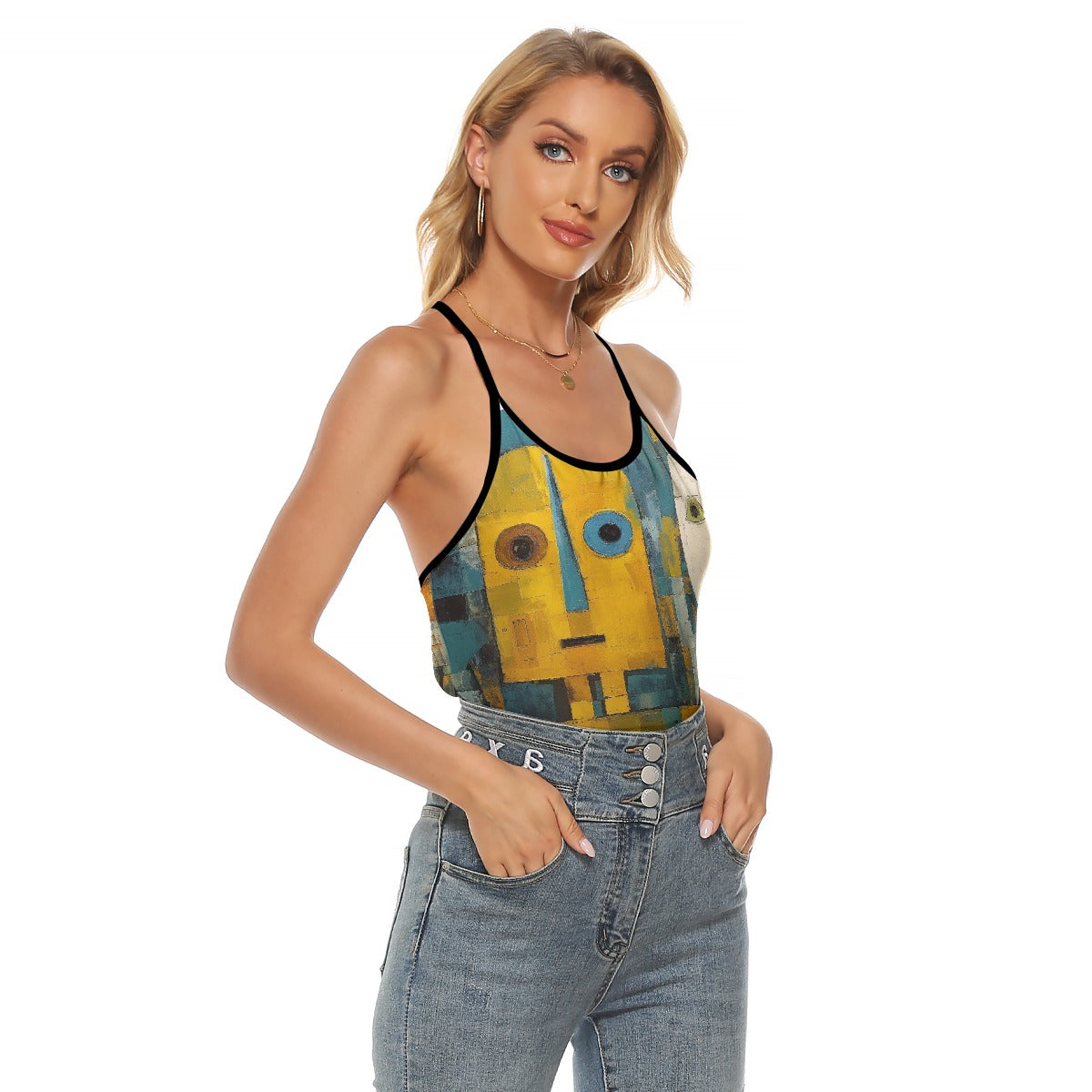 All-Over Print Women's Criss-Cross Open Back Tank Top
