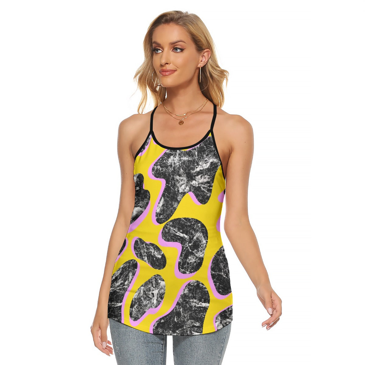 All-Over Print Women's Criss-Cross Open Back Tank Top