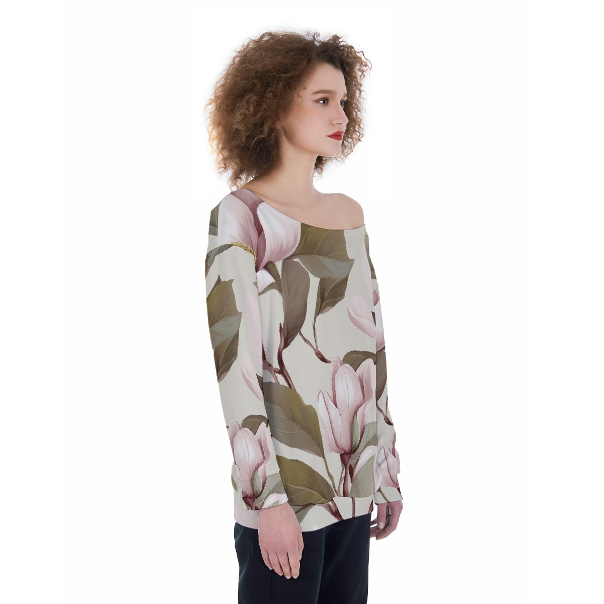 All-Over Print Oversized Women's Off-Shoulder Sweatshirt