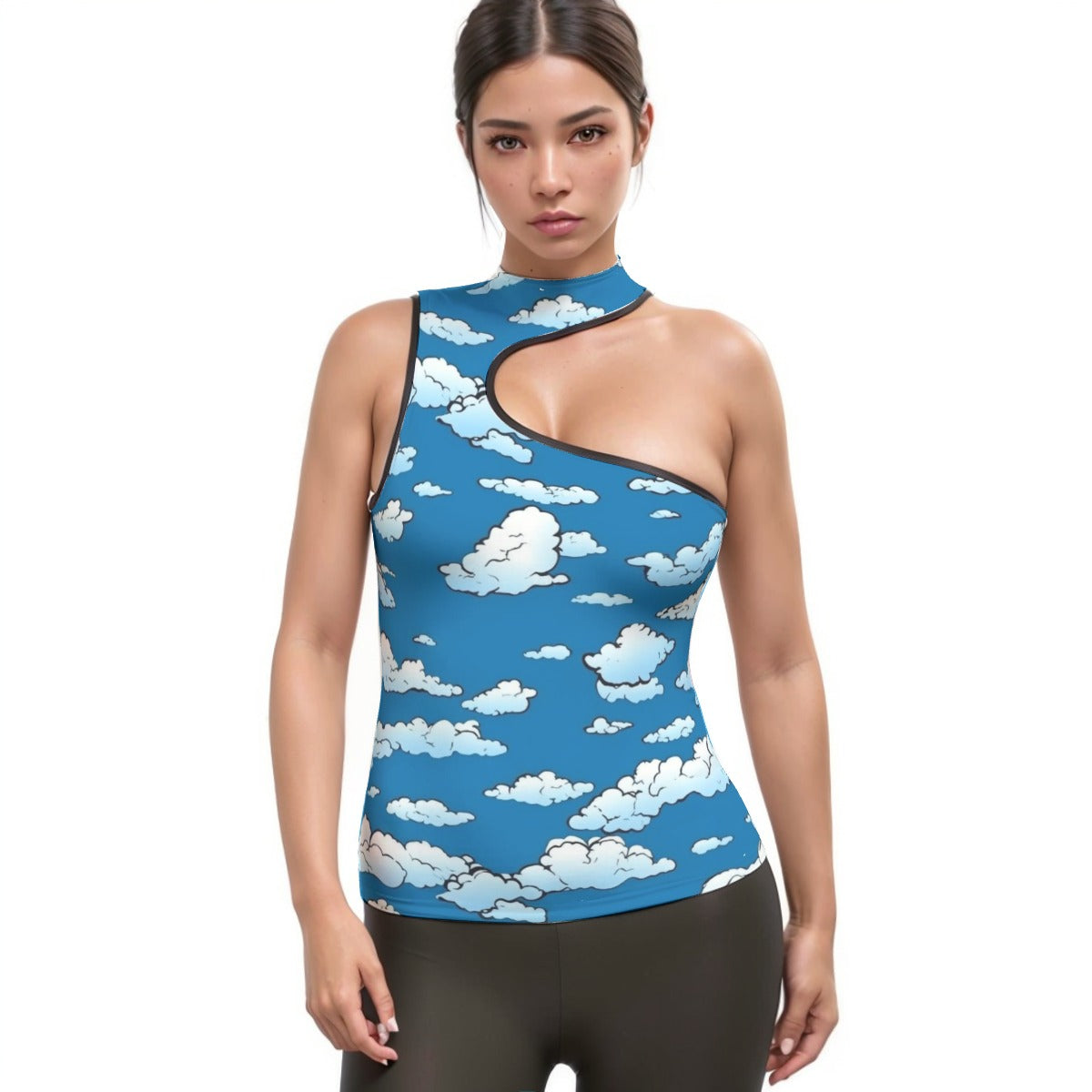 All-Over Print Women's Halter Sleeveless Asymmetrical Tank Top