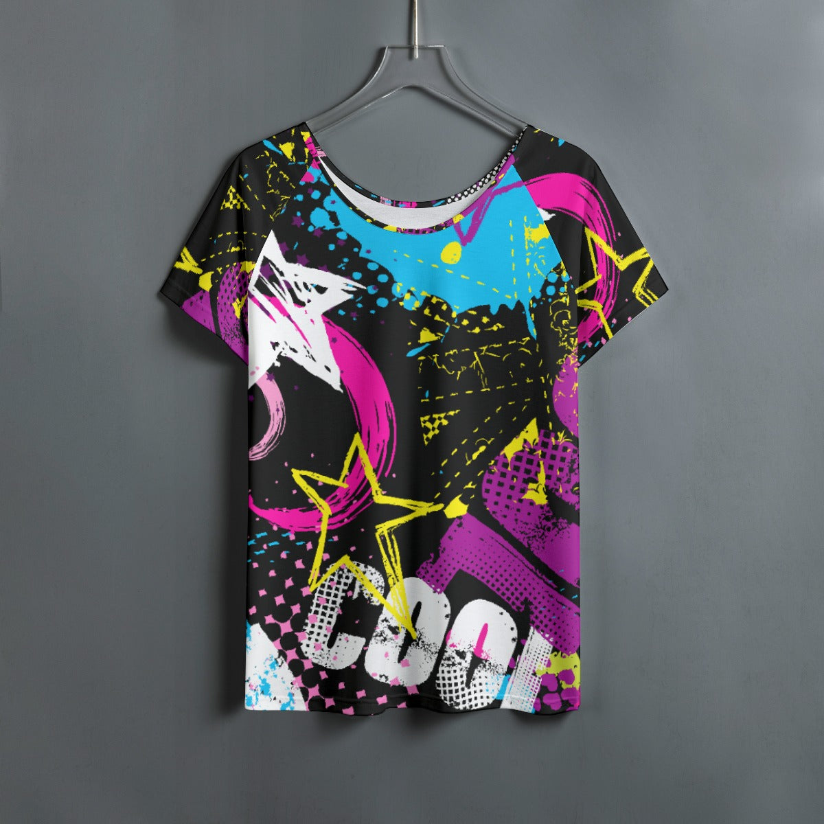All-Over Print Women's Round Neck T-shirt With Raglan Sleeve