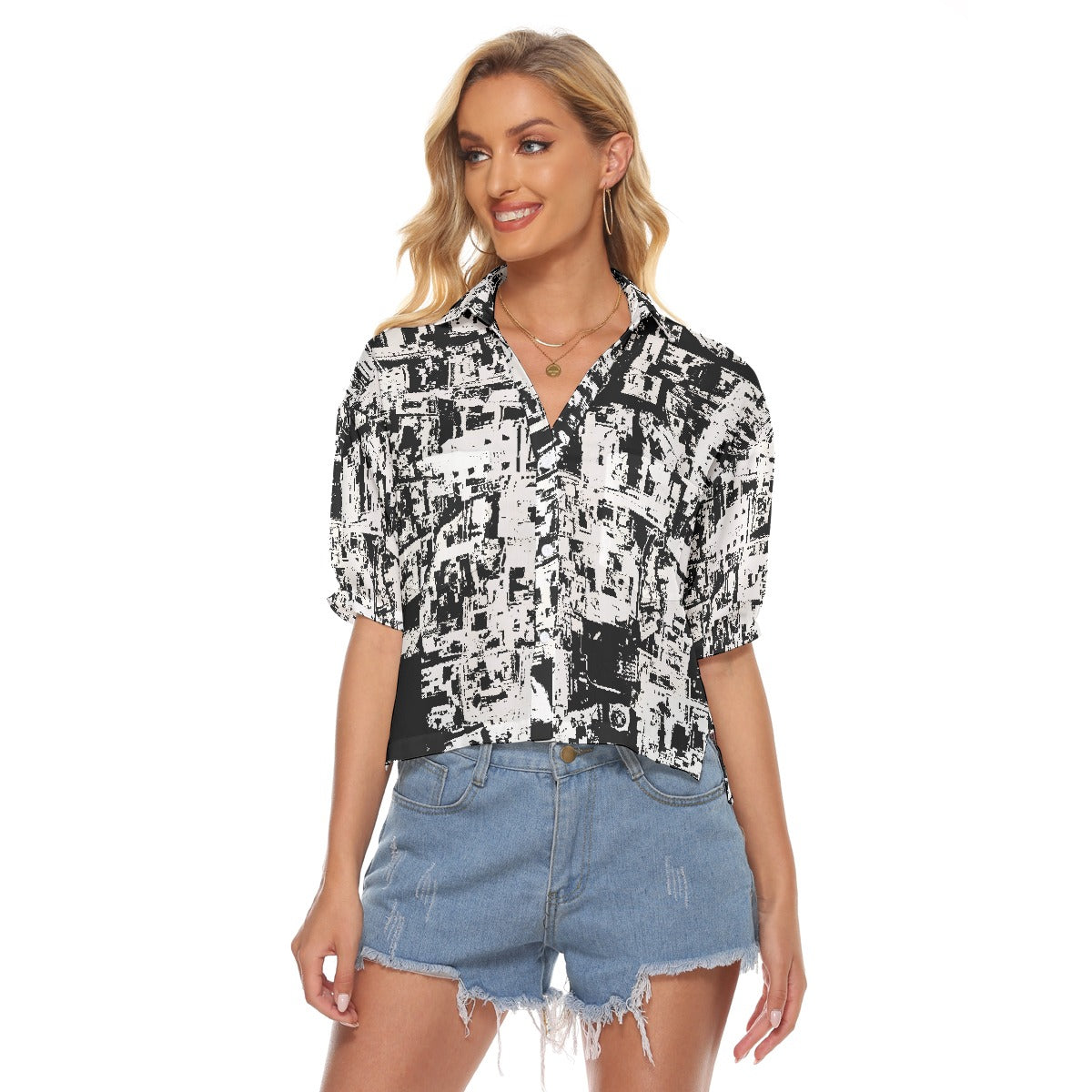 All-Over Print Women's V-neck Shirts