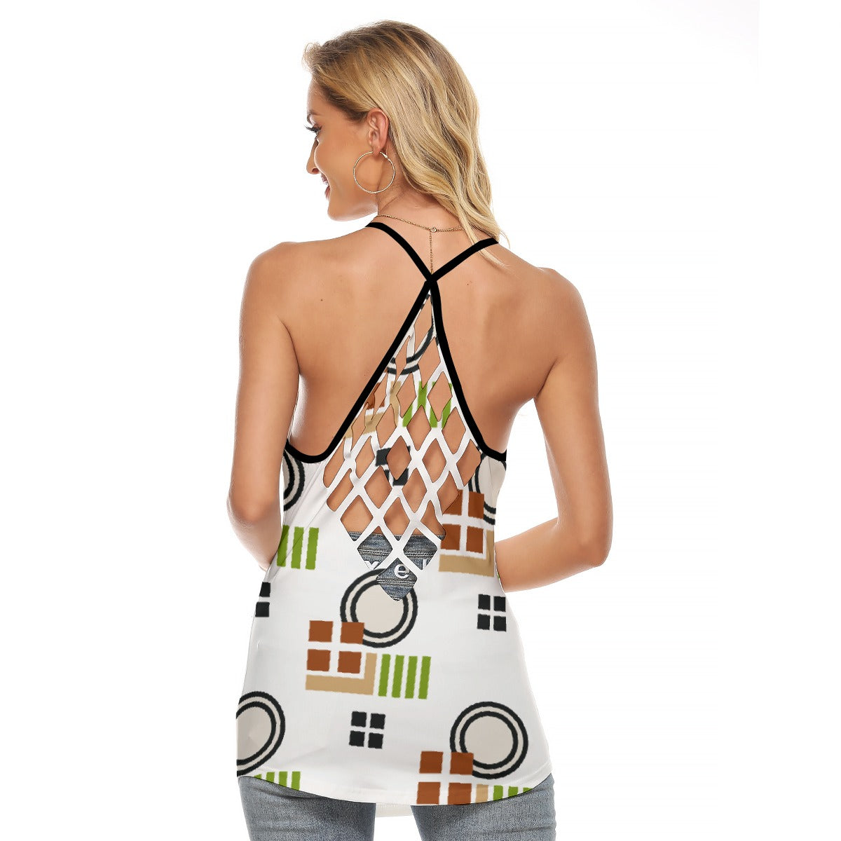 All-Over Print Women's Criss-Cross Open Back Tank Top