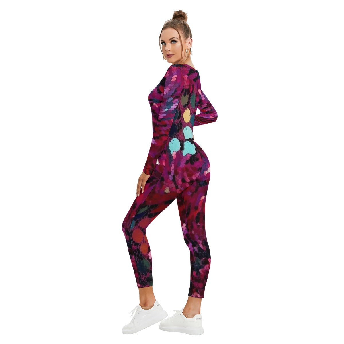 All-Over Print Women's Plunging Neck Jumpsuit