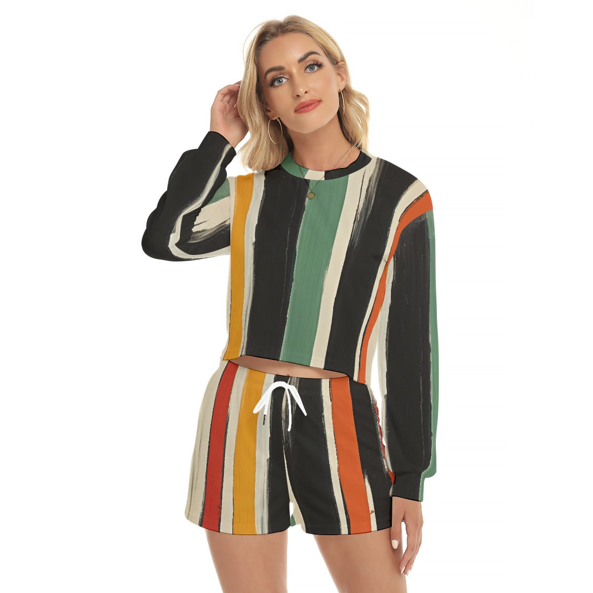 All-Over Print Women's Short Sweatshirt And Pants Suit