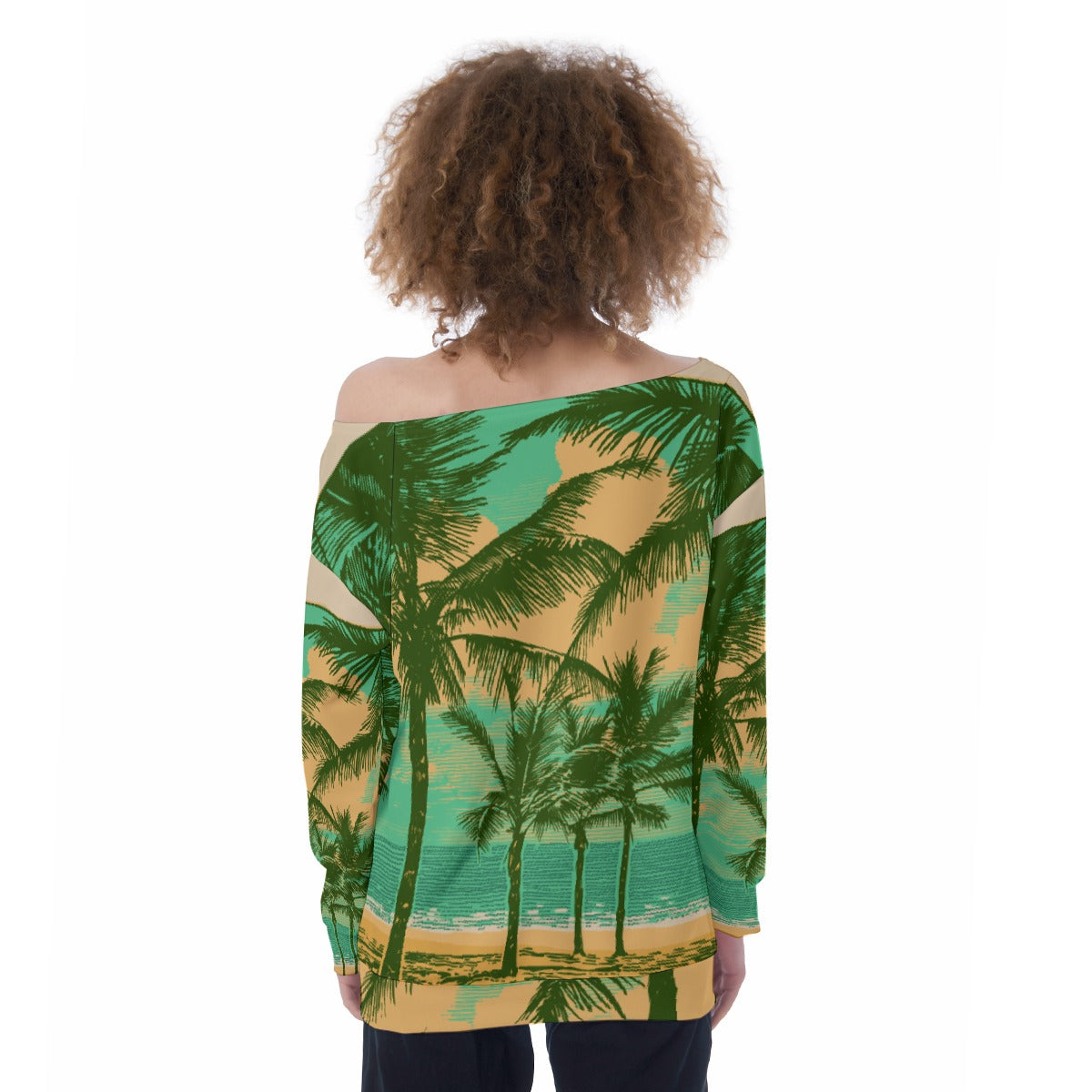 All-Over Print Oversized Women's Off-Shoulder Sweatshirt