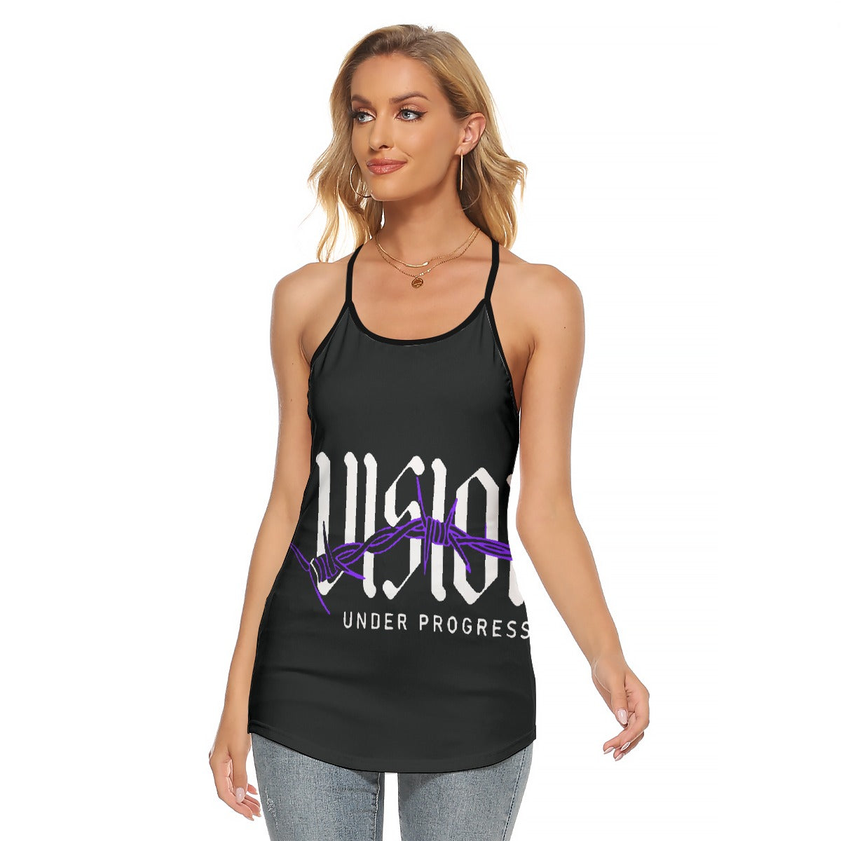 All-Over Print Women's Criss-Cross Open Back Tank Top