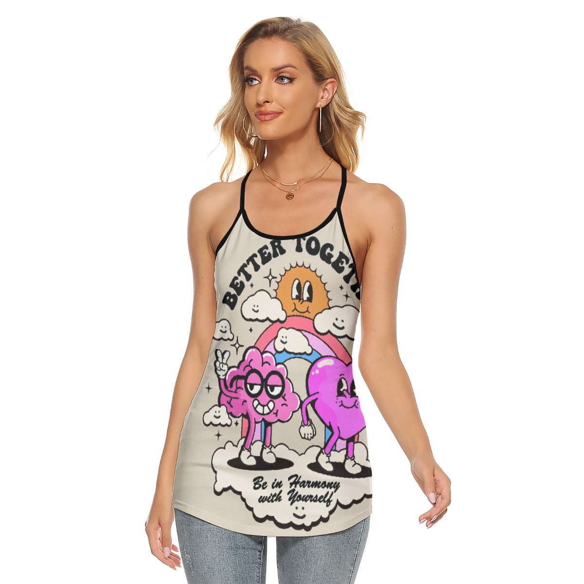 All-Over Print Women's Criss-Cross Open Back Tank Top