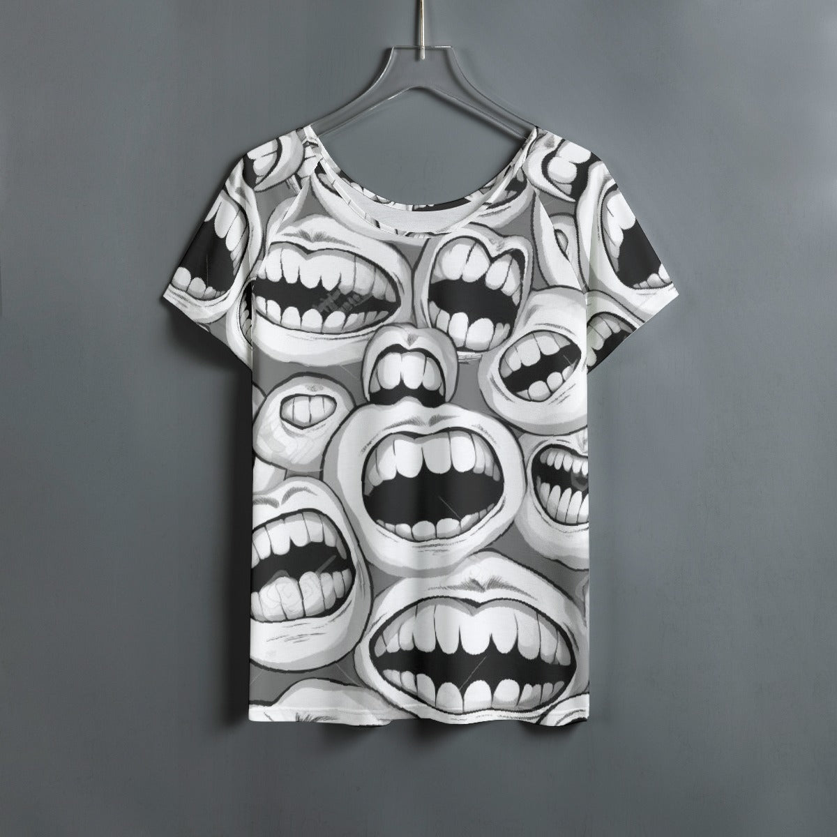 All-Over Print Women's Round Neck T-shirt With Raglan Sleeve