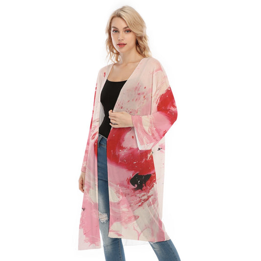 All- Over Print Women's Long Sleeve Mesh Cardigan