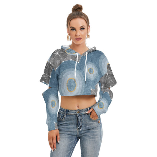 All-Over Print Women's Heavy Fleece Hoodie With Hollow Out Sleeve