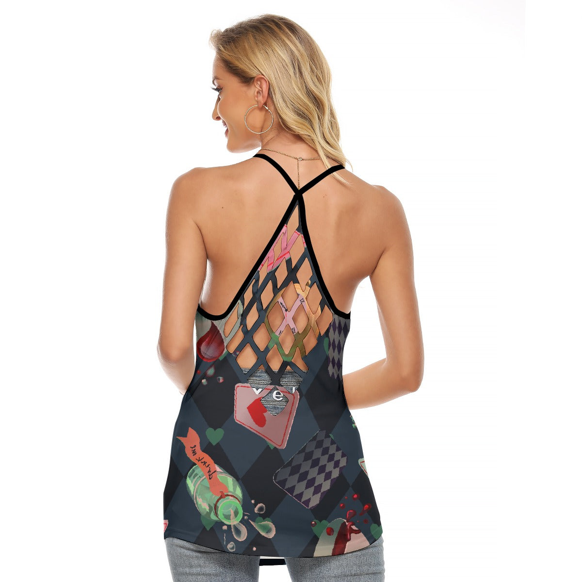 All-Over Print Women's Criss-Cross Open Back Tank Top