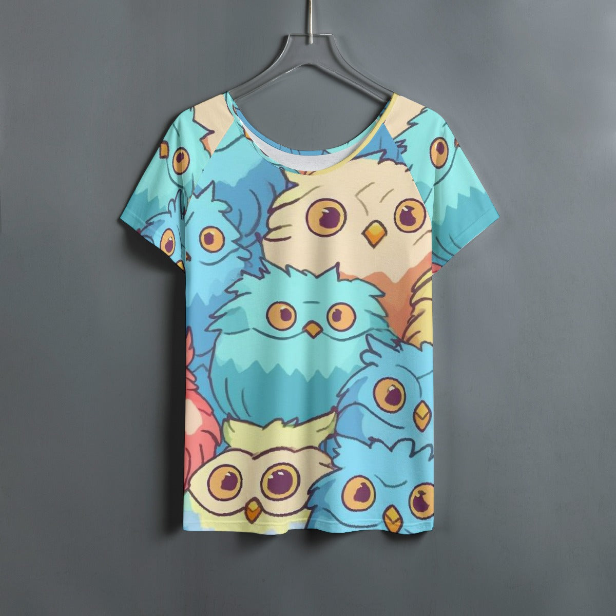All-Over Print Women's Round Neck T-shirt With Raglan Sleeve