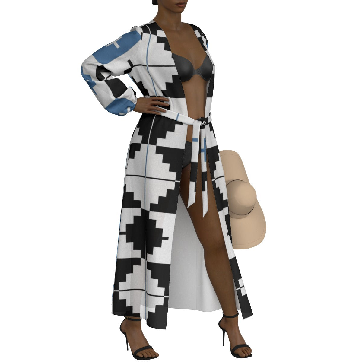 All-Over Print Women's Lace-up Chiffon Robe