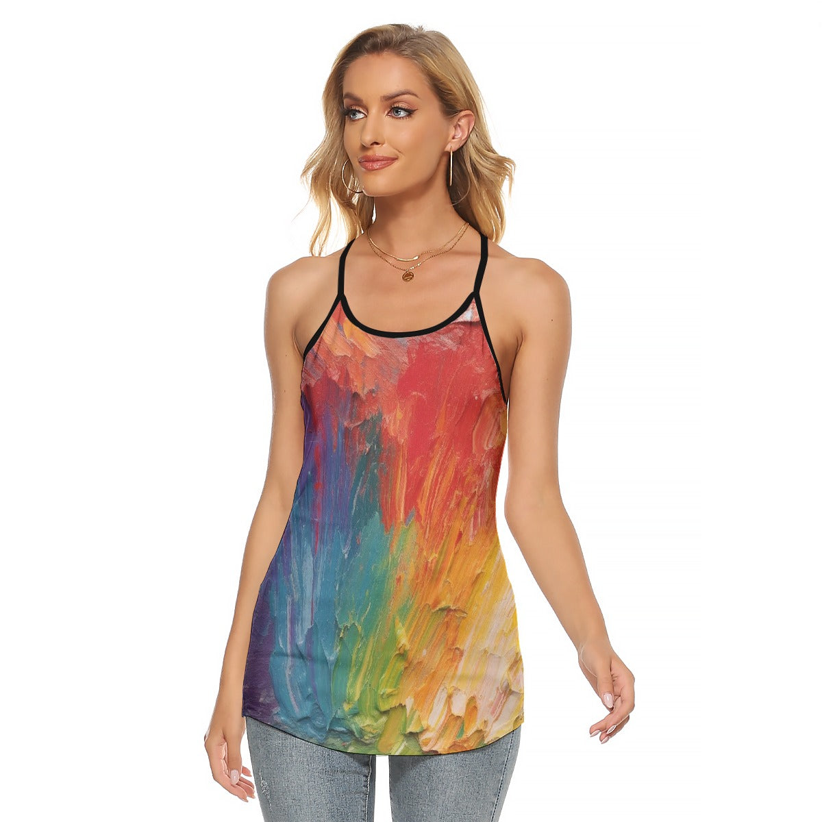 All-Over Print Women's Criss-Cross Open Back Tank Top
