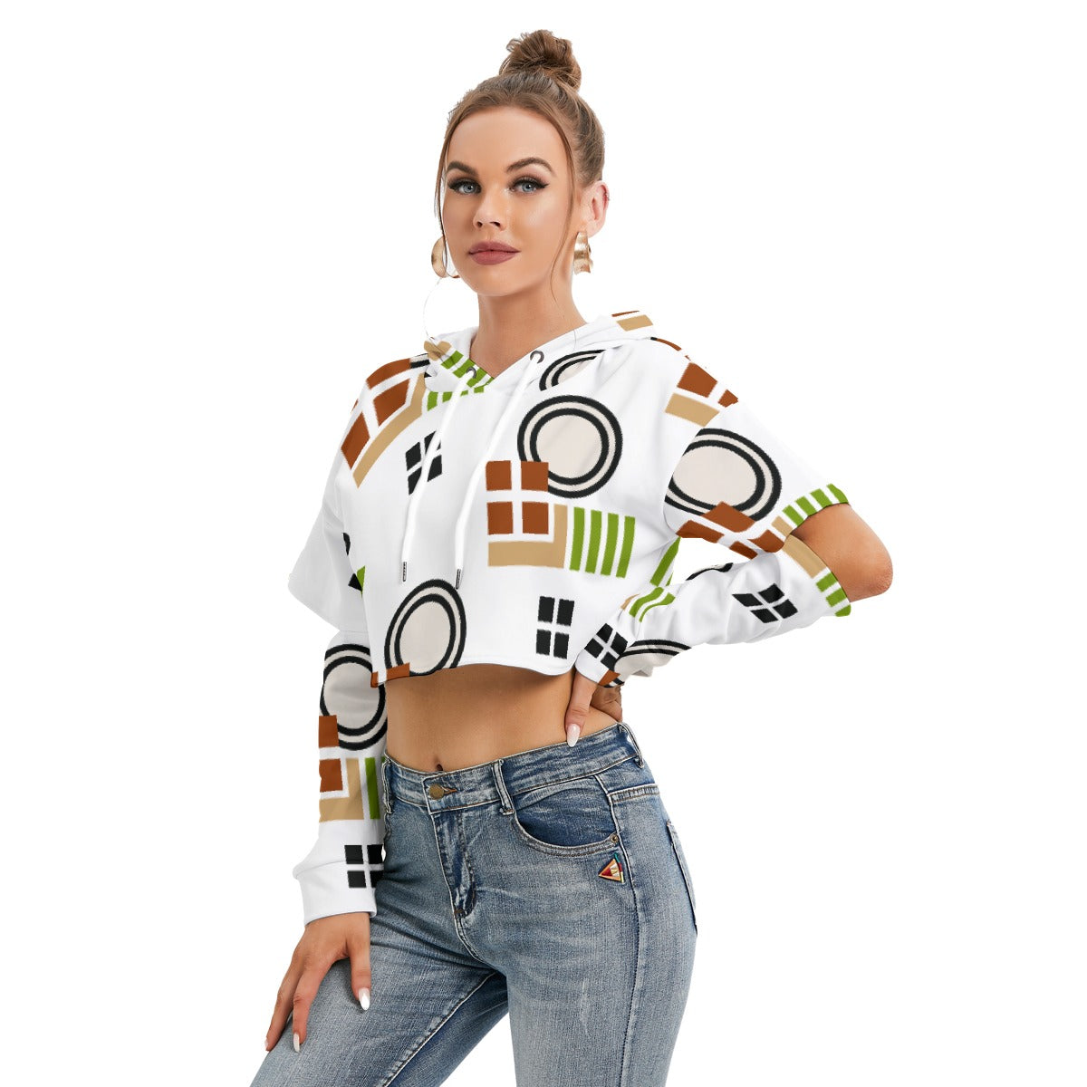 All-Over Print Women's Heavy Fleece Hoodie With Hollow Out Sleeve