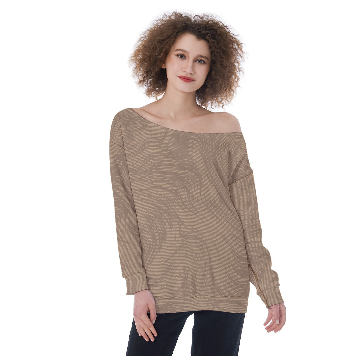 All-Over Print Oversized Women's Off-Shoulder Sweatshirt