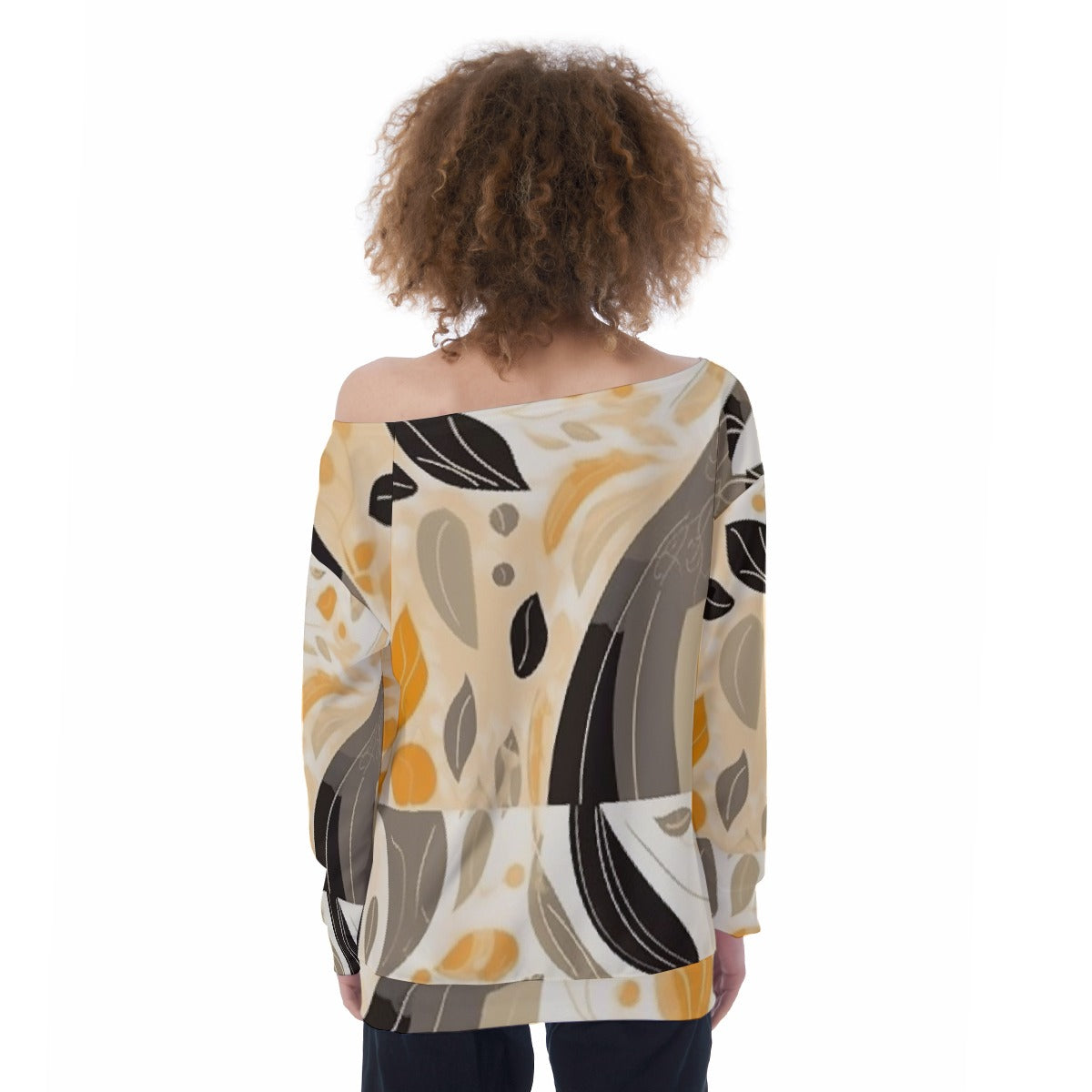 All-Over Print Oversized Women's Off-Shoulder Sweatshirt