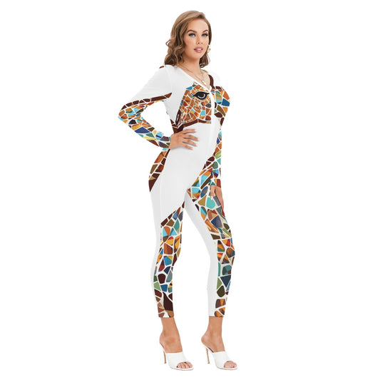 All-Over Print Women's Plunging Neck Jumpsuit