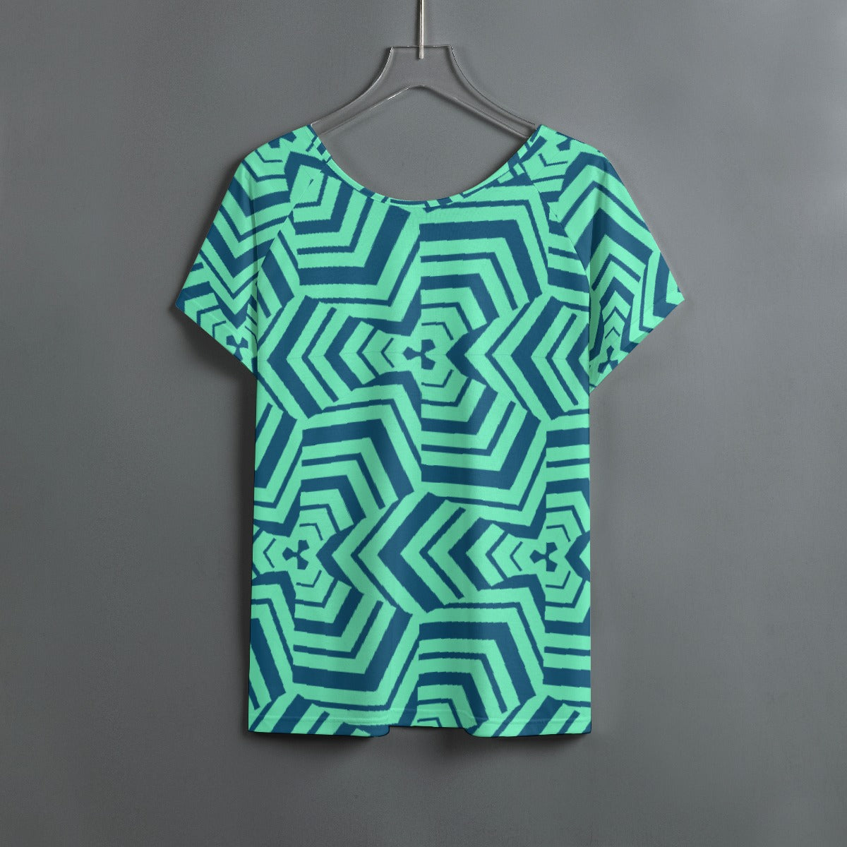 All-Over Print Women's Round Neck T-shirt With Raglan Sleeve