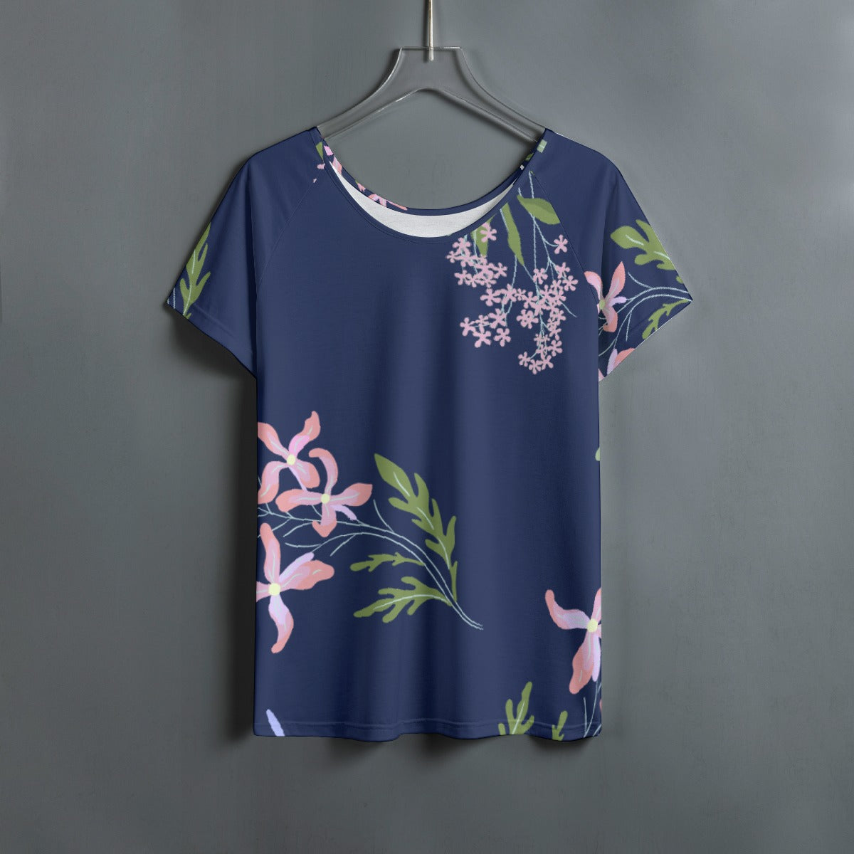 All-Over Print Women's Round Neck T-shirt With Raglan Sleeve