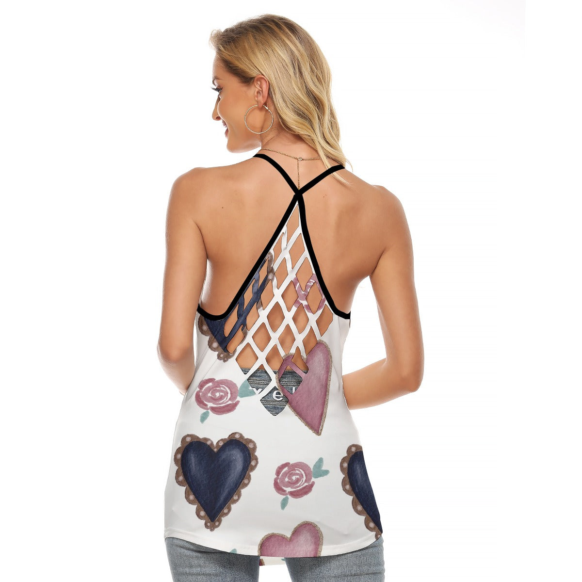 All-Over Print Women's Criss-Cross Open Back Tank Top