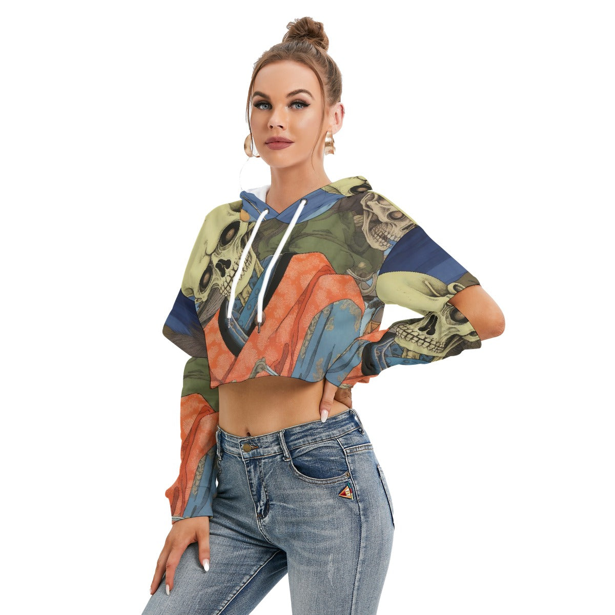 All-Over Print Women's Heavy Fleece Hoodie With Hollow Out Sleeve