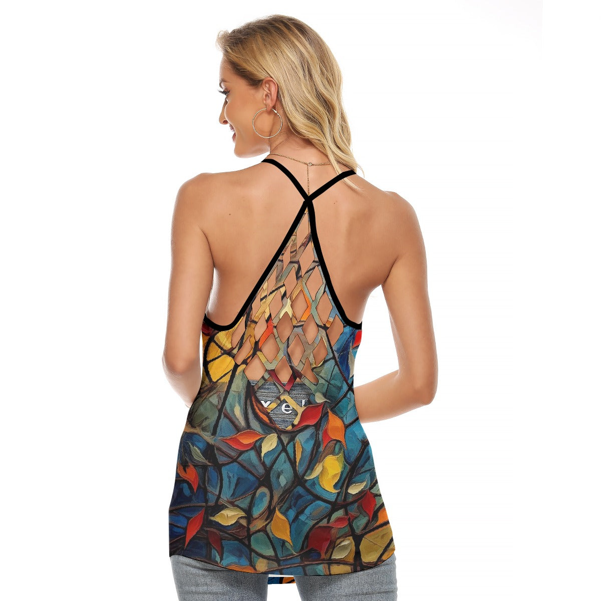 All-Over Print Women's Criss-Cross Open Back Tank Top
