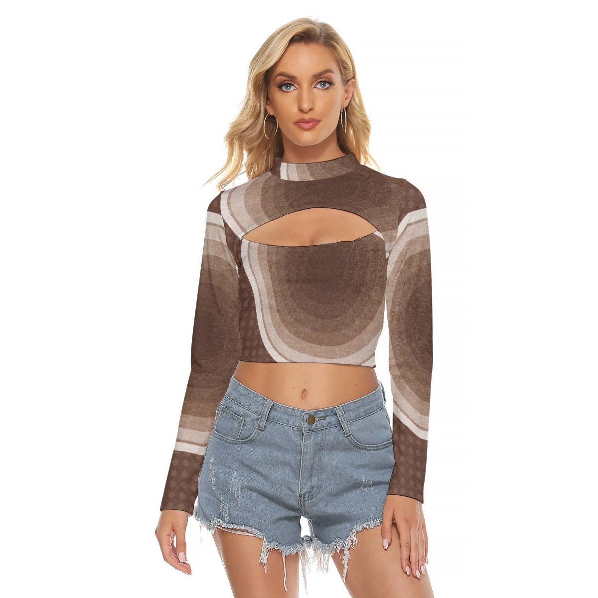 All-Over Print Women's Hollow Chest Keyhole Tight Crop Top