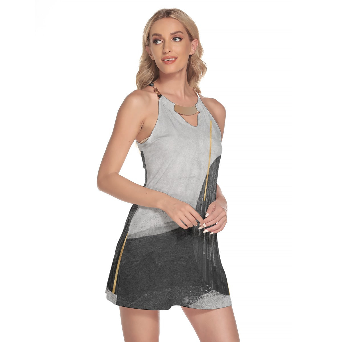 All-Over Print Women's Round Neck Above Knee Dress