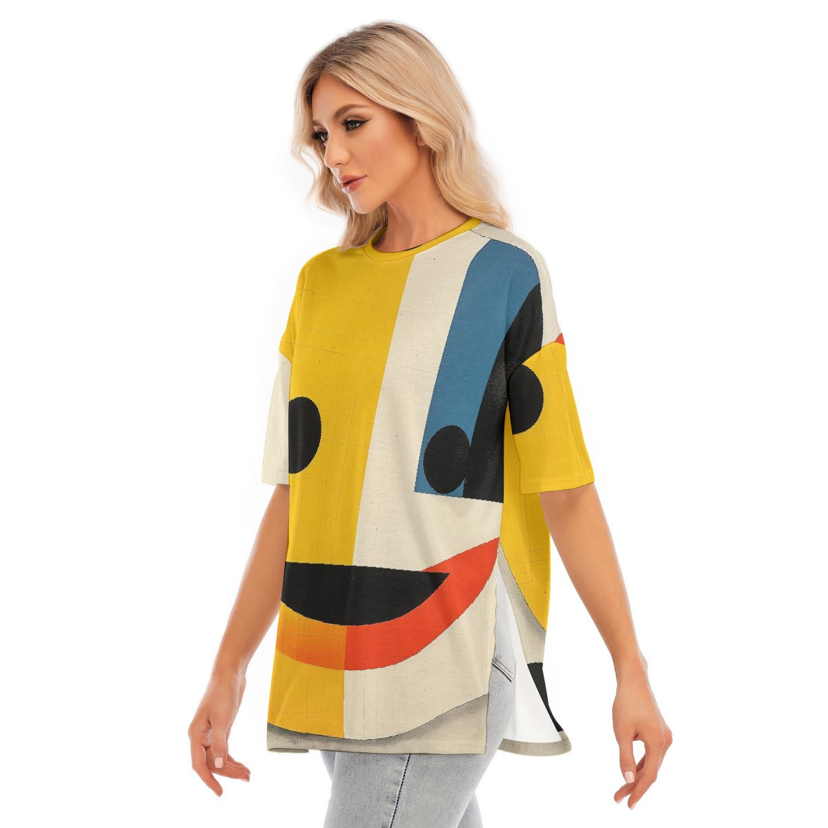 All-Over Print Women's Short Sleeves T-shirt With Hem Split