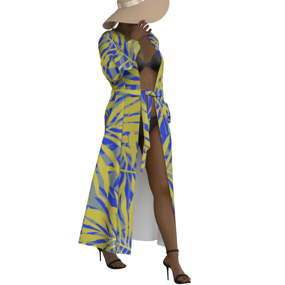 All-Over Print Women's Lace-up Chiffon Robe