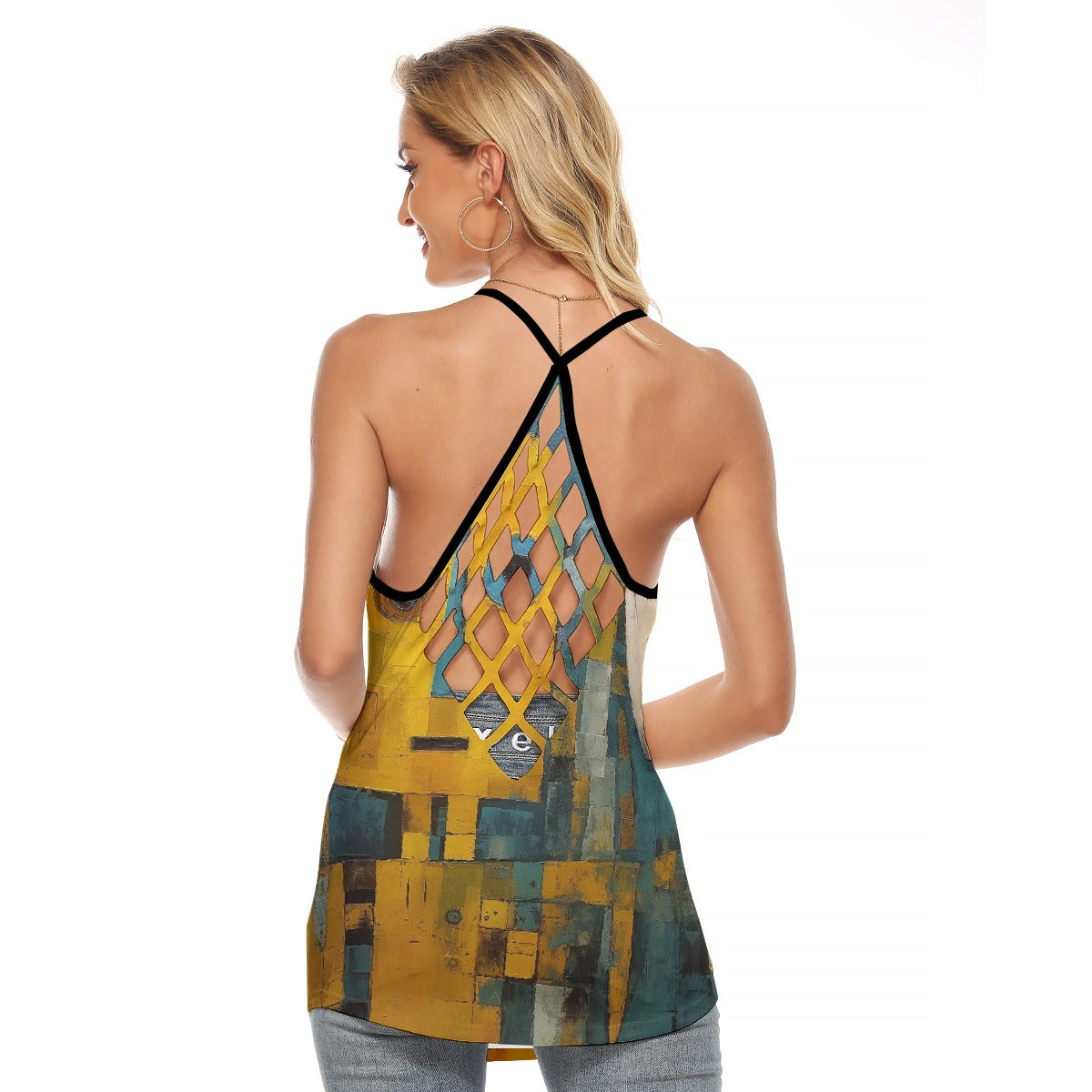 All-Over Print Women's Criss-Cross Open Back Tank Top