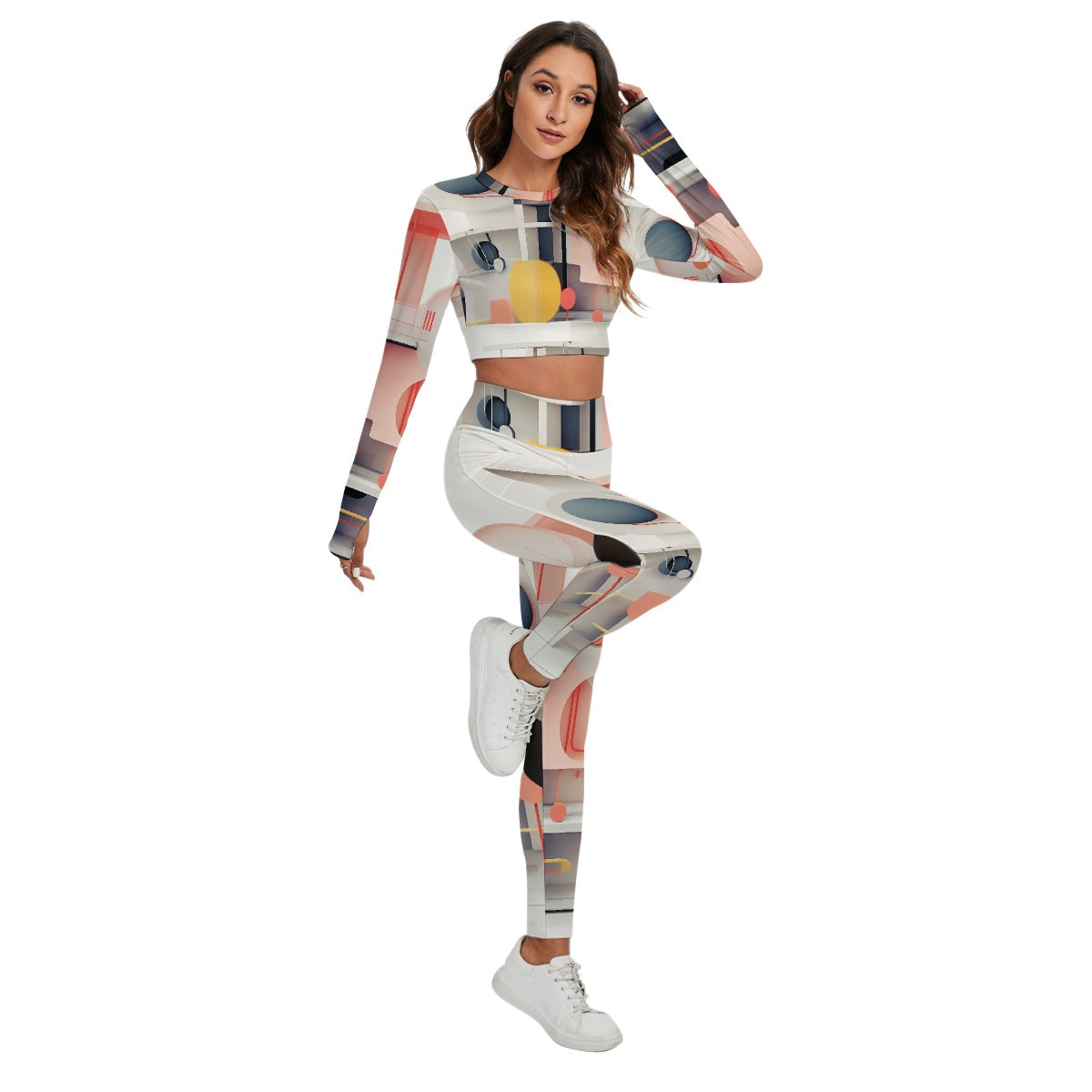 All-Over Print Women's Sport Set With Backless Top And Leggings