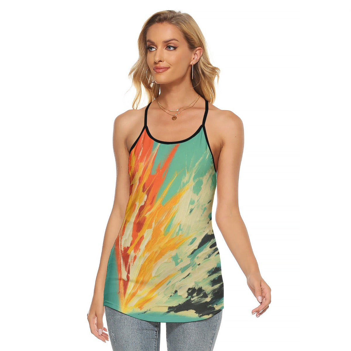 All-Over Print Women's Criss-Cross Open Back Tank Top