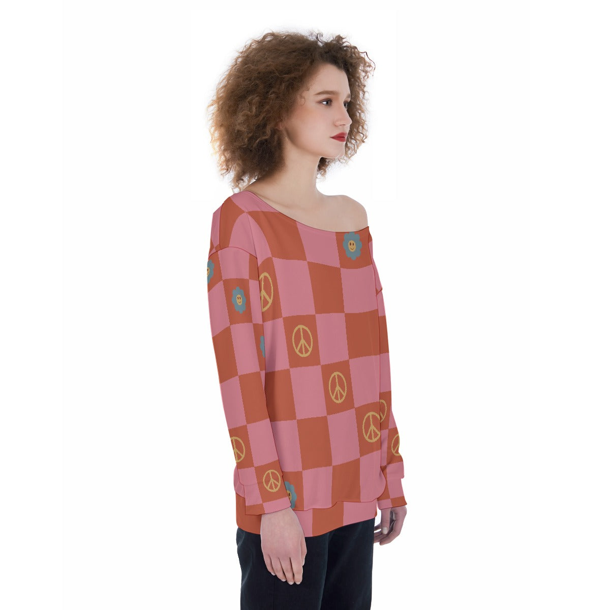 All-Over Print Oversized Women's Off-Shoulder Sweatshirt