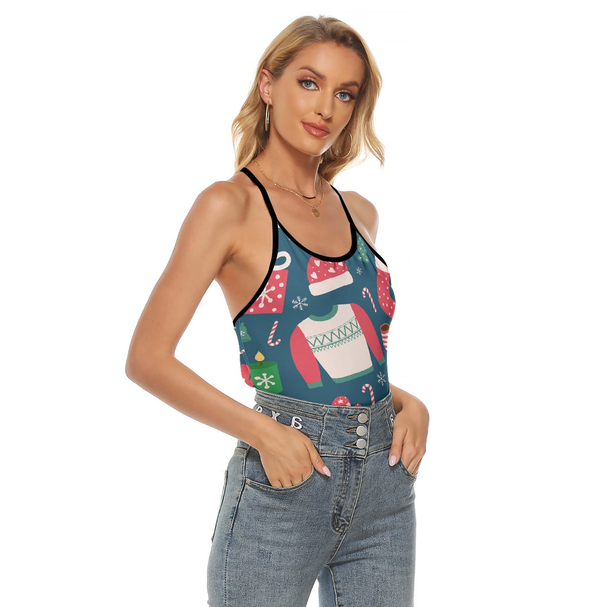 All-Over Print Women's Criss-Cross Open Back Tank Top
