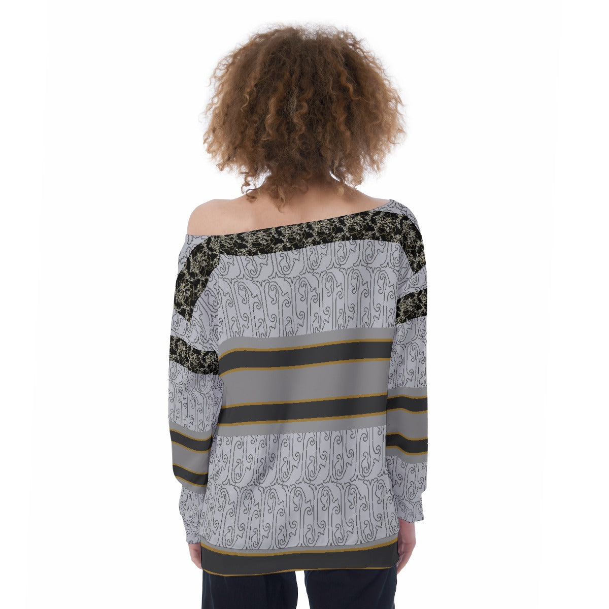 All-Over Print Oversized Women's Off-Shoulder Sweatshirt