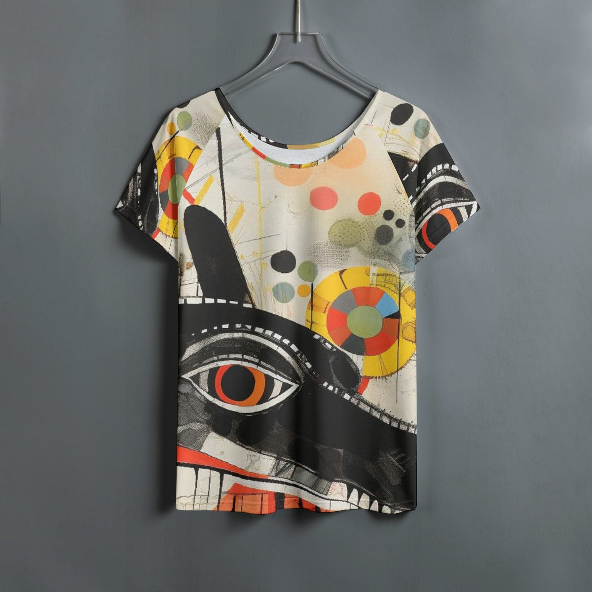 All-Over Print Women's Round Neck T-shirt With Raglan Sleeve