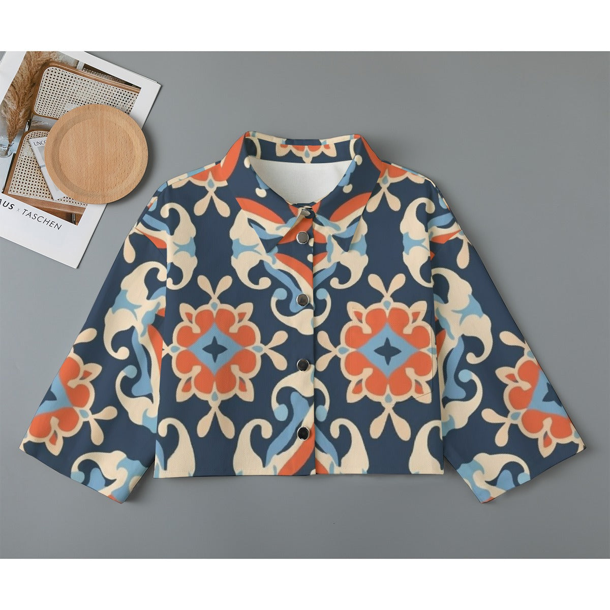 All-Over Print Women's Cropped Jacket | 245GSM Cotton