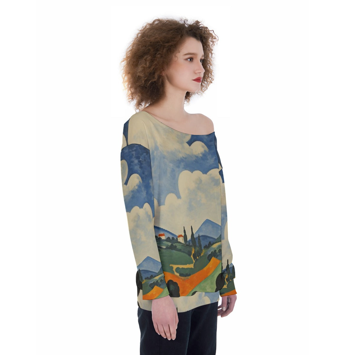 All-Over Print Oversized Women's Off-Shoulder Sweatshirt
