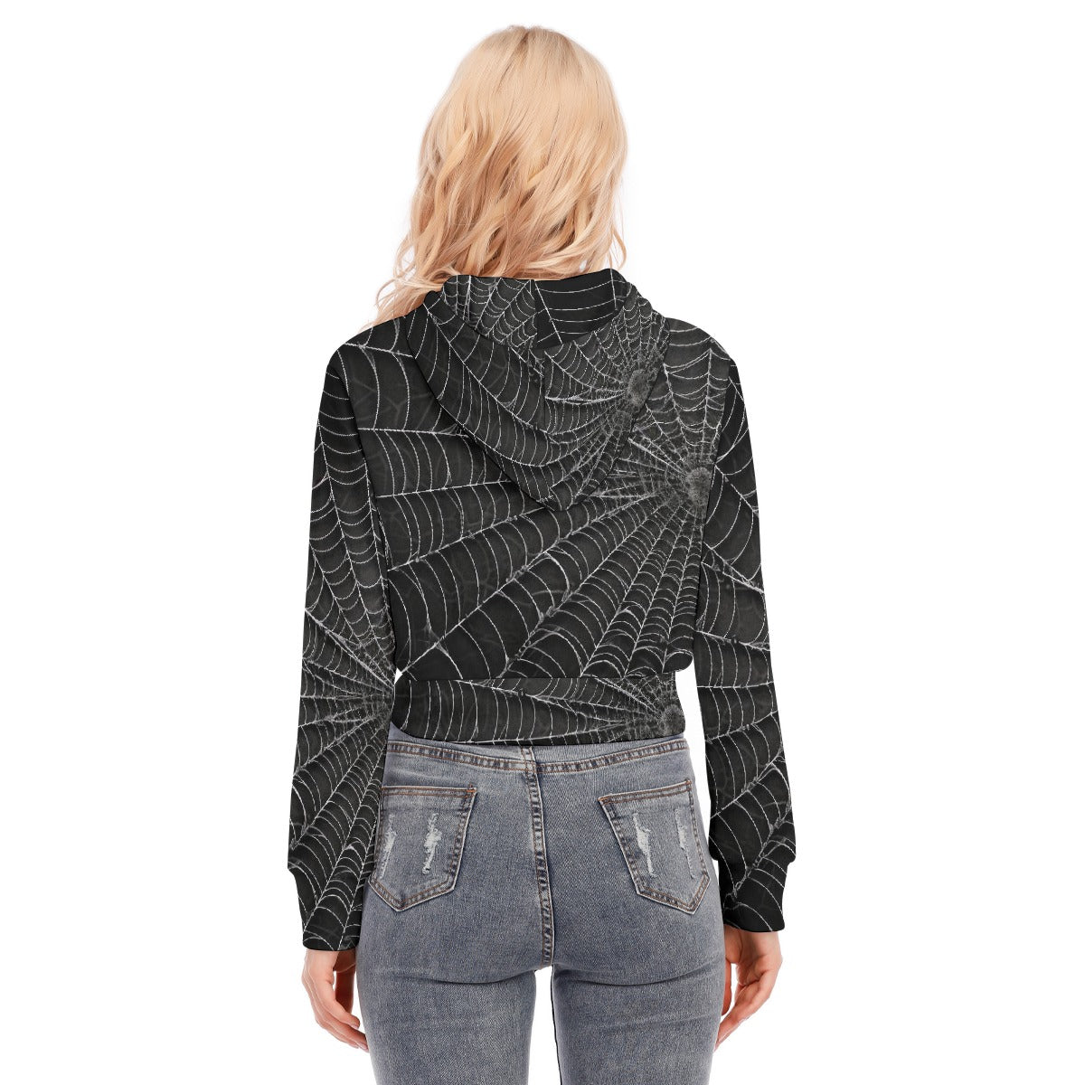 All-Over Print Women's Crop Top Hoodie With Zipper Closure