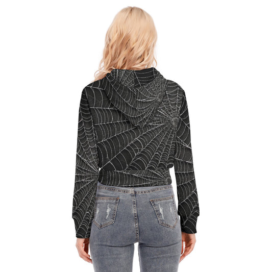 All-Over Print Women's Crop Top Hoodie With Zipper Closure