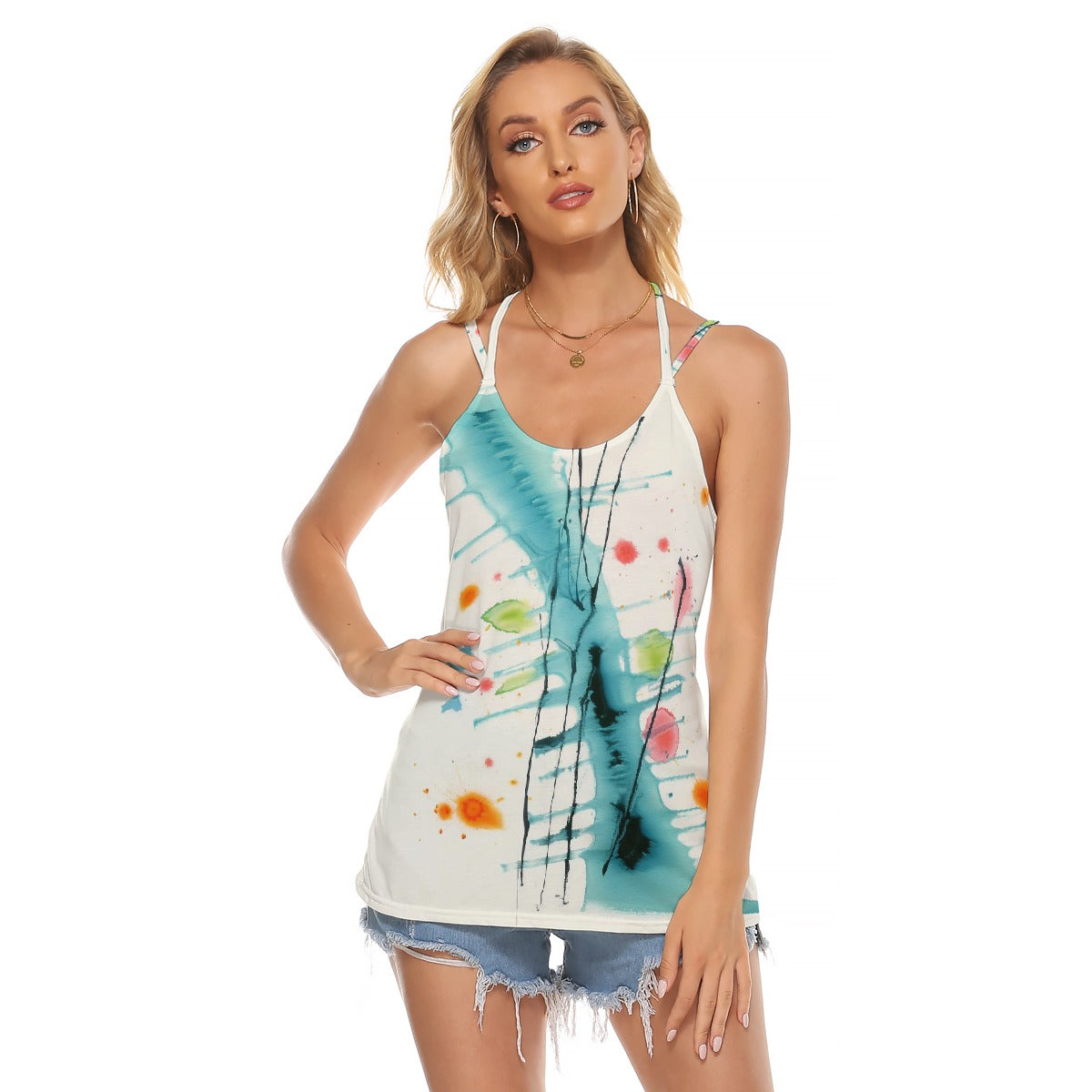 All-Over Print Women's Halter Top With Backless