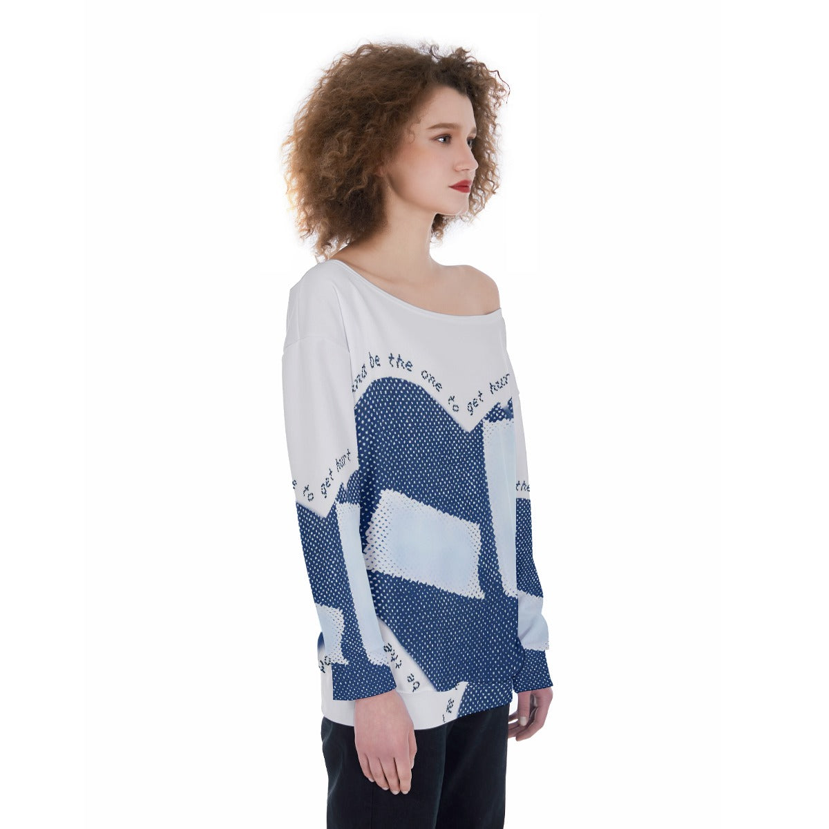 All-Over Print Oversized Women's Off-Shoulder Sweatshirt
