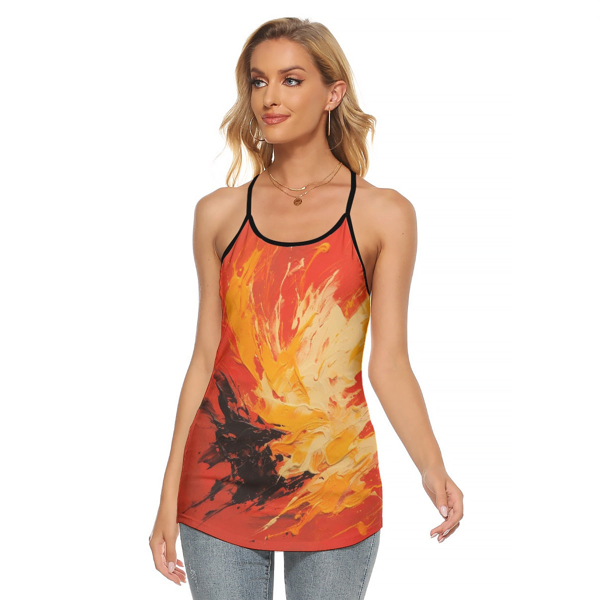 All-Over Print Women's Criss-Cross Open Back Tank Top