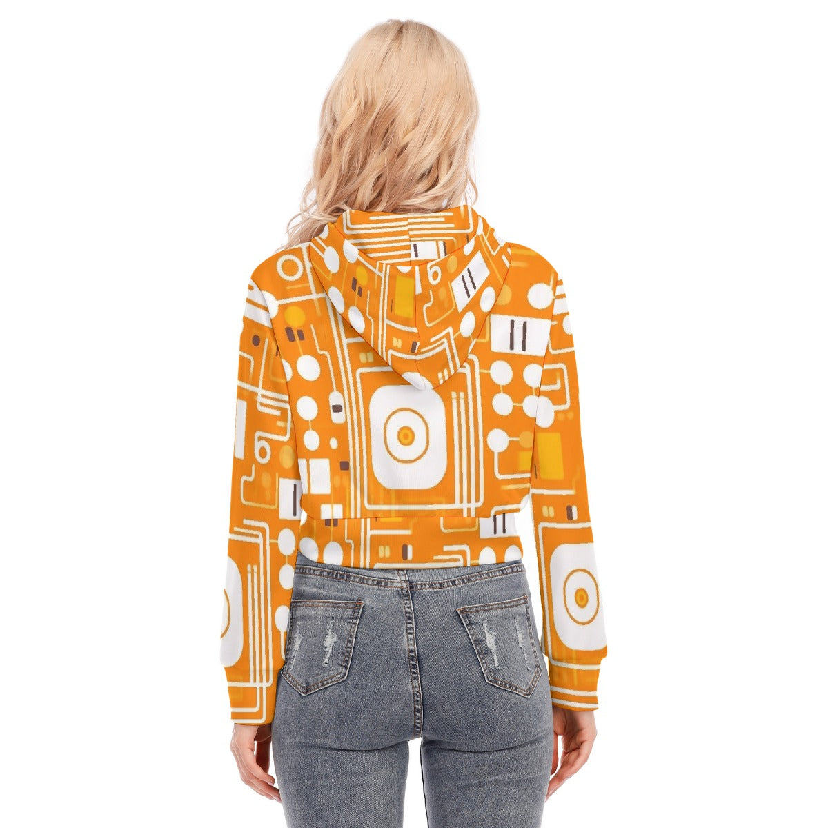 All-Over Print Women's Crop Top Hoodie With Zipper Closure