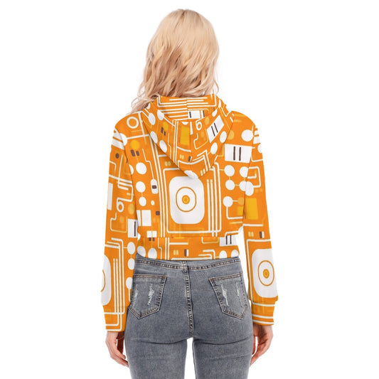 All-Over Print Women's Crop Top Hoodie With Zipper Closure