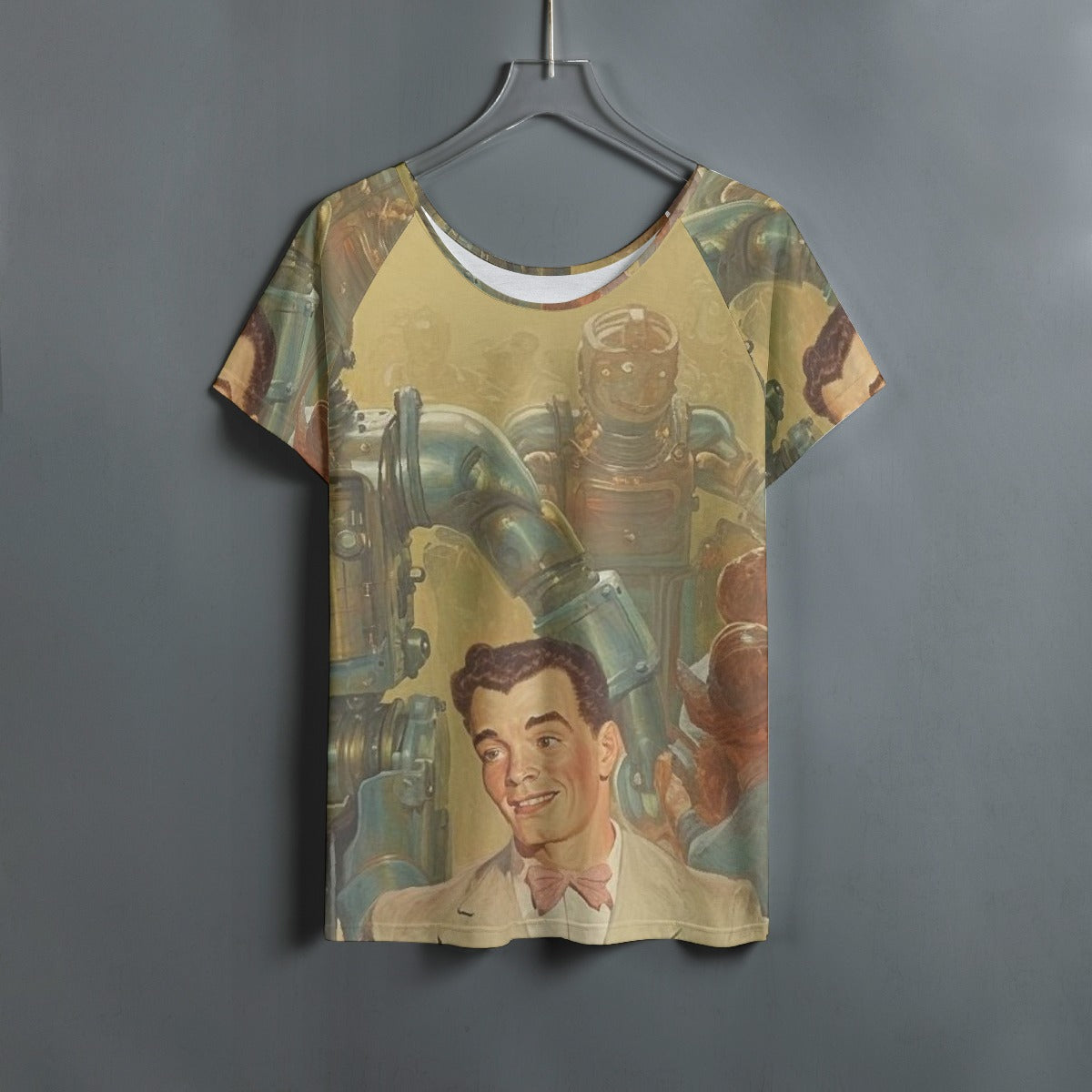 All-Over Print Women's Round Neck T-shirt With Raglan Sleeve